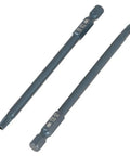 Get The Goods With These 10 Pieces Of 100mm T25 Security Screwdriver Bits Kit That Rock 1/4 Hex Shank Made From Tough S2 Steel Rust Proof And Totally Radial Torque Ready For Pro Drills And DIY Jobs. 100mm T25 security bit, S2 steel, 1/4 hex shank, close-up