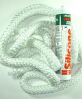 White braided fiberglass door seal rope with silicone adhesive tube for outdoor wood furnace door seal kit