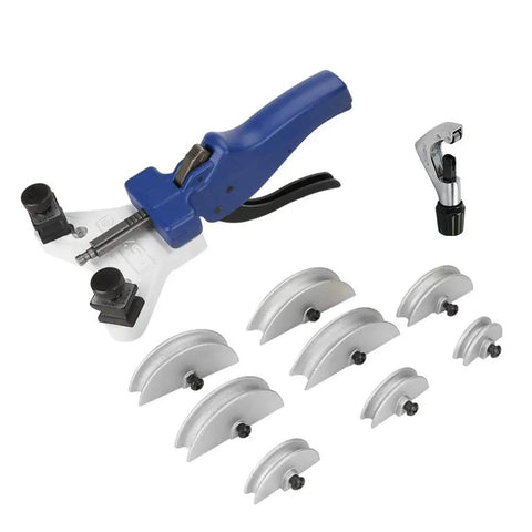 Copper Pipe Tube Bender Kit, Pro Grade With 90 Degree Bender, Multi Size Dies, And Built-In Cutter In A Carry Case, Works On 1/4, 5/16, 3/8 Inch And 5,6,8,10,12mm For HVAC Refrigeration Piping, Easy To Use