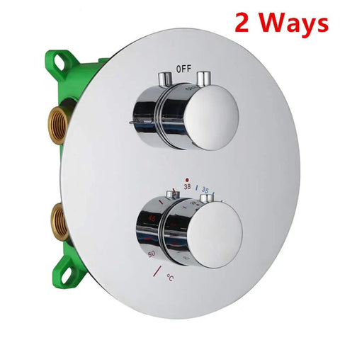 UMJIGF Chrome Thermostatic Shower System with Cold and Hot Water Wall Mounted Brass Shower Faucet control panel with knobs