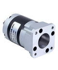 Front view of StepperOnline MGL planetary gearbox with square silver flange and four mounting holes.