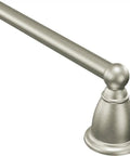 Close-up of the Brantford Collection 18-Inch Towel Bar in Brushed Nickel, featuring a wall-mounted end cap design.