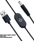 Slick Touch Dimmer Power Extension Cable With Heavy Duty Flexible PVC Cord and Straight Forward On Off Switch Plug And Play for Desk Cabinet Display Lighting Projects, USB connection.