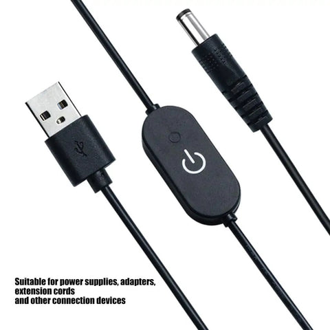 Slick Touch Dimmer Power Extension Cable With Heavy Duty Flexible PVC Cord and Straight Forward On Off Switch Plug And Play for Desk Cabinet Display Lighting Projects, USB connection.