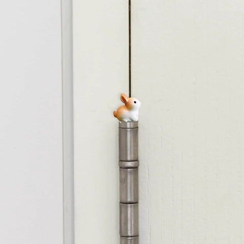 Rabbit Door Hinge Toppers Set Of 6 With Magnetic Hinge Heads on metal hinge, whimsical animal charms for home decor.