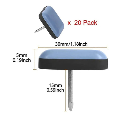20 Piece Nail On Furniture Glide Pads Hella Smooth Gliding Foot Caps with dimensions 30mm for tables and chairs.