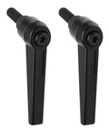2 Pack Adjustable Clamping Lever Knobs M8 X 25mm Male Thread Push Button Ratchet Levers shown with bolts