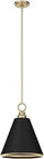 Klein Alturas Gold 1 Light Pendant Dope Ceiling Lamp with black shade, dimmable for kitchen or living room, elegant design