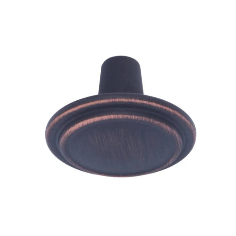 Oil Rubbed Bronze Cabinet Knobs Set for Kitchen and Drawers 1.25 Inch Diameter Straight Top Ring Style 25 Pack Classic Hardware Upgrade for Cabinets Today showing the top view of a single knob.