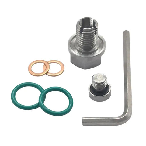 Heavy Duty Stainless Steel Oil Pan Drain Plug Repair Kit M12x1.5 Self Tapping With O Ring For Your Car To Stop Leaks And Fix Thread Damage Fast, with washers and hex key