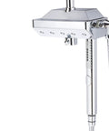 HomeStock Modern Rain Shower System with Handheld Sprayer, Oversized Head, and Air Infusion Technology, Chrome Finish close-up view.