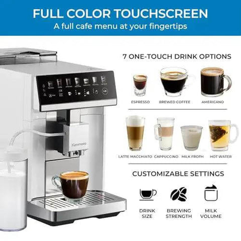 Barista-Grade All In One Espresso Machine With Built In Grinder Milk Frother And Steamer Auto Tamper Descaler Color Touch Display