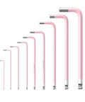 Pink 9-Piece Allen Key Set With Long Ball End Cr-V Wrenches, Color-Coded Hex Keys From 1.5mm To 10mm displayed in gradient sizes