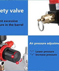 Hustle Friendly 10L Pneumatic Paint Pressure Pot With Upgraded Spray Gun showing safety valve and air pressure adjustment knob.