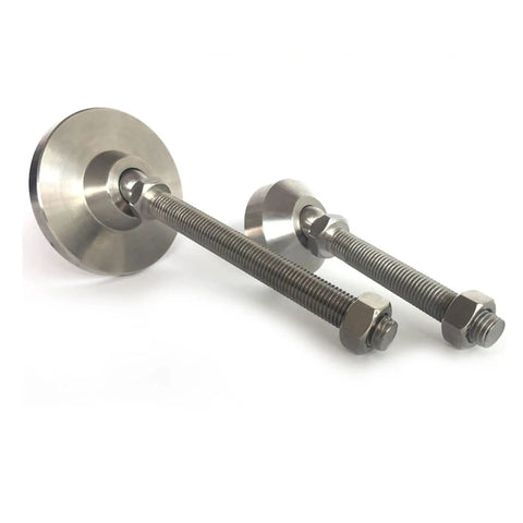 Heavy Duty Swivel Leveling Feet With Adjustable M16 Threads And Real Deal Metal Build For Tables Chairs Shelves And Cabinets That Keep Your Setup Square Without Breaking A Sweat, showing metal base and threaded rods.