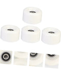 4 Pack Wear Resistant PU Double Row Roller Skate Wheels With Bearings In White For Quad Skates Indoor Outdoor Replacement Parts