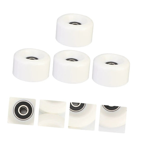 4 Pack Wear Resistant PU Double Row Roller Skate Wheels With Bearings In White For Quad Skates Indoor Outdoor Replacement Parts