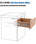 Five Pairs 16 Inch Soft Close Drawer Slides Heavy Duty With Full Extension Three Section Ball Bearing Rails For Side Mount Cabinets 110 Lb Capacity Rust Resistant Cold Rolled Steel Screws Included Brackets Not Included installed on wooden cabinet