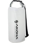 White AKONA Dry Stuff Sack With Rollover Top Keeps Gear Totally Dry For Kayaking Beach Rafting Boating Hiking Camping And Fishing See Through TPU Waterproof Bag With Welded Seams