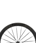 Carbon Disc Wheelset 50C-28 Tubeless with Carbon Spokes for 700C Road Bikes shown from side angle, ultra light and strong design.