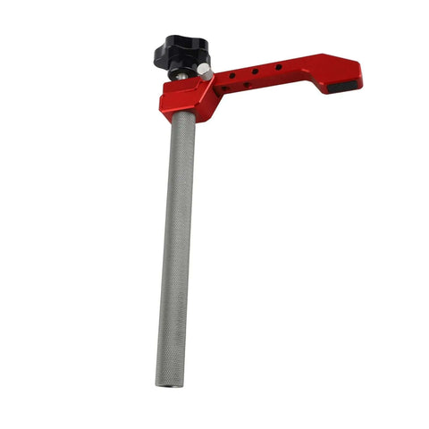 Red and silver Aluminum 19mm Hold Down Clamp For Woodworking, Adjustable Bench Dog Clamp With 3 Level Pressure Cam, Fits Standard 19mm Dog Holes