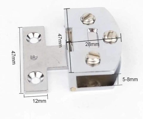 Premium Double Action Glass Cabinet Hinges In Sleek Silver Tone For Five To Seven Millimeter Panels Smooth Swinging Ninety Degree Pivot With Rock Solid Heavy Duty Frame Quick Install For Kitchen Cabinets And Bathrooms
