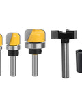 Slab Flattening Router Bit Set With Ball Bearing Dish For Bowls And Trays, YG6 carbide cutters, five-piece, metal and plastic material