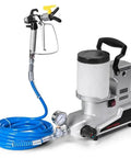 Professional Grade Portable Airless Paint Sprayer With 1600W Copper Motor Adjustable Flow Control shown with 5m blue spray hose.