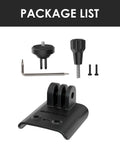 Components of Expansion Bracket for Avata 2 FPV Drone shown with grab-and-go camera mount and universal screw adapter.