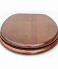Universal Oval Solid Wood Toilet Seat With Slow Close Soft Buffer Lid, Natural Veneer Finish, ergonomic shape from above.