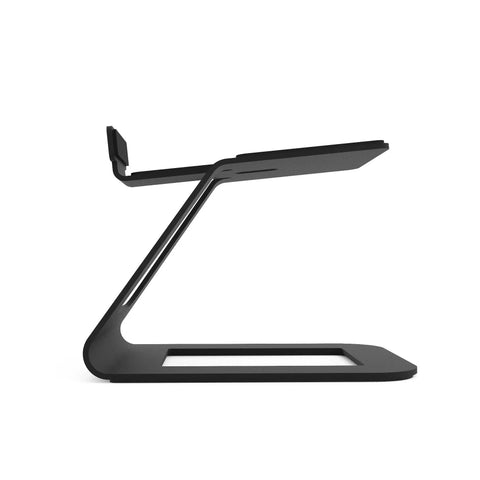 Side view of Rock Solid Elevated Desktop Speaker Stands For Large Bookshelf Speakers And Full Size Studio Monitors Six Point Nine Inch Tall