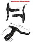 All In One Bike Front And Rear Disc Brake Kit With Calipers, 160mm Stainless Rotors, Cables, Levers And Fixing Screws In Red Finish, black aluminum brake levers.
