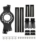 Get Your Ride Sorted With This Wheel Fitment Simulator Tool; black metal parts including brackets, clamps, and screws for tire fitment.