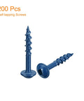 8x1 Inch Square Drive Pocket Hole Screws 200 Pack Self Tapping Wood Screws Blue Coated for Woodworking Cabinets and DIY Projects