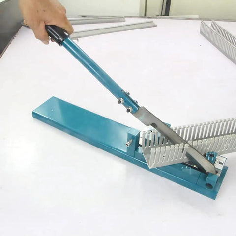 Heavy Duty PVC Trunking Cutter for wiring ducts manual adjustable 45 and 90 degree angles neat burr free cuts shown in use