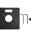 Black base plate and screws from Six Piece Aluminum Alloy Milling Flip Board Inset Plate Kit For Router Tables And Trimming Machines