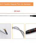 24-inch flexible magnet tool from the Three Pack Telescoping Magnetic Pickup Tool Set With A 15 Lb Magnet Reach From 7.2 To 30.7 Inches Plus An Extendable 1 Lb Magnet From 4.5 To 19.5 Inches And A 24 Inch Flexible Bendable Magnet Sweep Retriever For Easy Hidden Object Retrieval