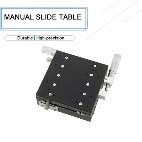 Dead Nuts Accurate Manual XY Axis Linear Stage 125X125mm Aluminum Sliding Table With 0.001mm Min Scale For Precision Optics and Heavy Duty Workshop Tasks, top view of manual slide table.
