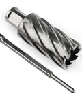 Annular cutter with 3/4 in Weldon shank and pilot pin for magnetic drill press, 1-1/4 in cutting diameter