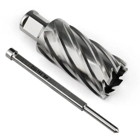 Annular cutter with 3/4 in Weldon shank and pilot pin for magnetic drill press, 1-1/4 in cutting diameter
