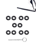 Five Pair Eyeglass Hinge Tightener Rings With Precision Driver To Lock Your Specs Down And Stop Constant Slipping Durable Silicone Anti Slip Sleeve Kit. Set of 10 black silicone hinge grip rings and precision driver.