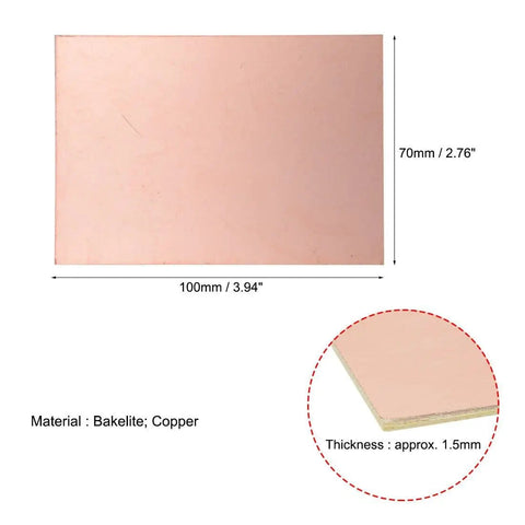 5 Pieces 100x70mm Single Sided Copper Clad Laminate PCB Bakelite Board 1.5mm Thick Built For DIY Electronics Projects And Prototyping
