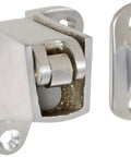 Brass Wall Mount Automatic Door Holder With Stop And Satin Chrome Finish, 2 Inch Strike Projection, Includes Fasteners