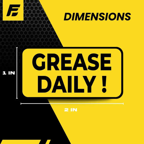 Daily Lubrication Stickers For Heavy Duty Machinery And Equipment - 2x1 Inch Maintenance Labels, 20 Count, Ultra Durable USA Made, Clear Lubrication Reminders To Prolong Equipment Life And Cut Downtime. Yellow grease daily label, 2x1 inch