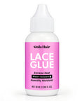 Extreme Hold Lace Wig Glue Waterproof Bonding Adhesive For Wigs With Clear Drying Formula Invisible Bond Stays Put Ultra Strong Grip Sweat Resistant Dries Clear One Point Three Ounce in pink bottle, 38ml, front view
