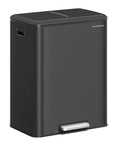 Two Compartment 8 Gallon Stainless Steel Trash Can With Soft Close Lid, Dual 30 Liter Bins For Recycling And Waste, Wide Sturdy Pedal, Ink Black Kitchen Organizer