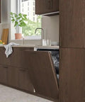 Swedish Engineered Integrated Dishwasher 60 Cm Wide Silent Heavy Duty in modern kitchen cabinetry with open door.