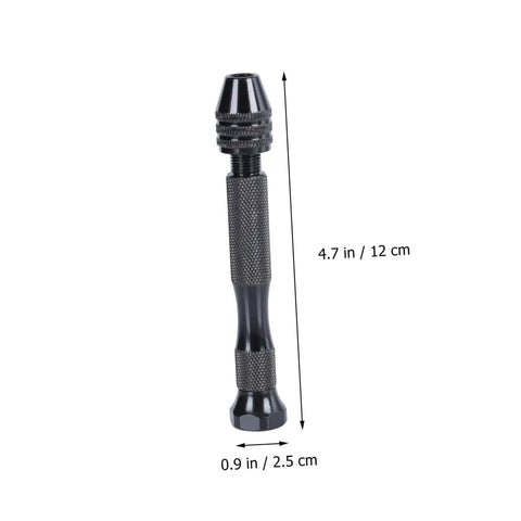 Mini Electric Drill Set For Jewelry Making And Crafting With USB Powered Mini Drill Twist Bits And PCB Accessories For Wood Engraving DIY Projects At Home, showing black handheld drill bit holder with measurements.