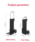 Electric Stair Climber Hand Truck With Silent Brushless Motor And Removable Battery For Warehouse Logistics Distribution Effortlessly Moving Heavy Loads Up And Down Steps Like A Pro before and after folding dimensions