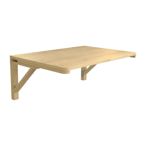 Fold Away Wall Table In Natural Wood, 31.4 By 23.6 Inches, Grab-And-Go Space Saving Countertop for compact areas